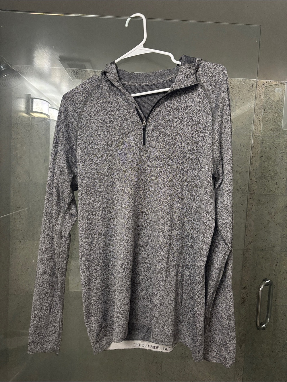 lululemon athletica Men's Heathered Gray Quarter-Zip Hoodie Sweater